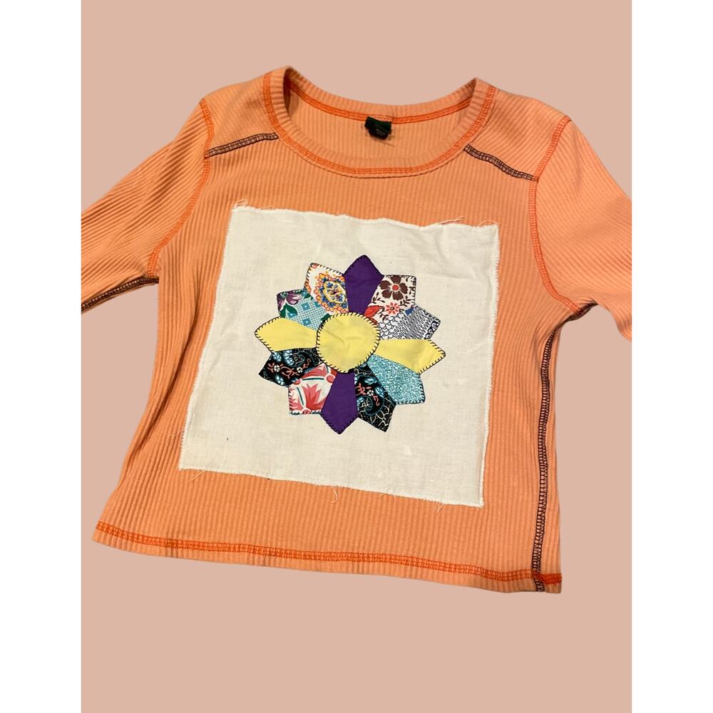 Large Vintage Quilt Block Shirt | Boho Indie Maximalist Reworked